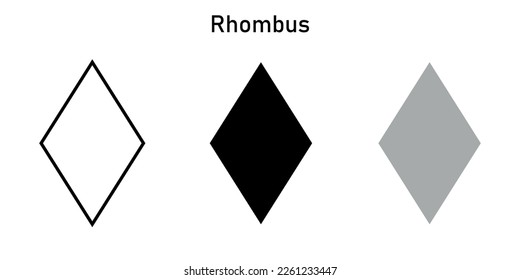 Set of rhombus shape for kids. 2d shape symbol of rhombus. Vector illustration isolated on white background.