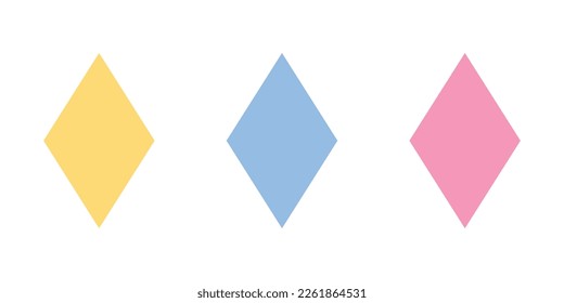 Set of rhombus shape for kids. 2d shape symbol of rhombus. Vector illustration isolated on white background.