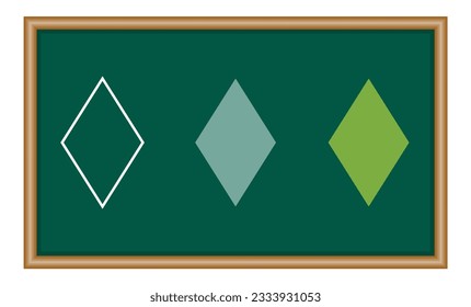 Set of rhombus shape for kids. 2d shape symbol of rhombus. Mathematics resources for teachers and students.