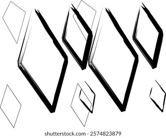 set of rhombuses in Doodle style. draw a rhombus with black paint.