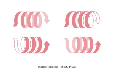Set of ribbon arrows proceeding in a spiral