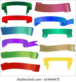 Set ribbon banner. Ribbon banner with butterfly. Vector ribbon banner.