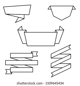 set of  ribbon banner icon,arch ribbon banner icon,ribbon baner,outline style   on white background