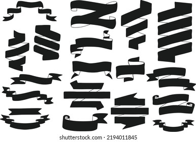 Set aus Band-Banner einzeln auf flachen Vektorgrafiken Silhouetten
