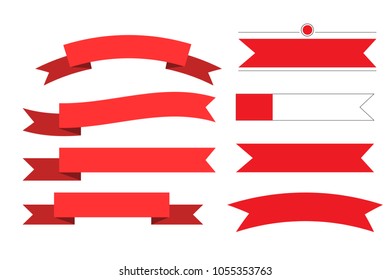 Set Ribbon Banner Red Color Design Stock Vector (Royalty Free ...