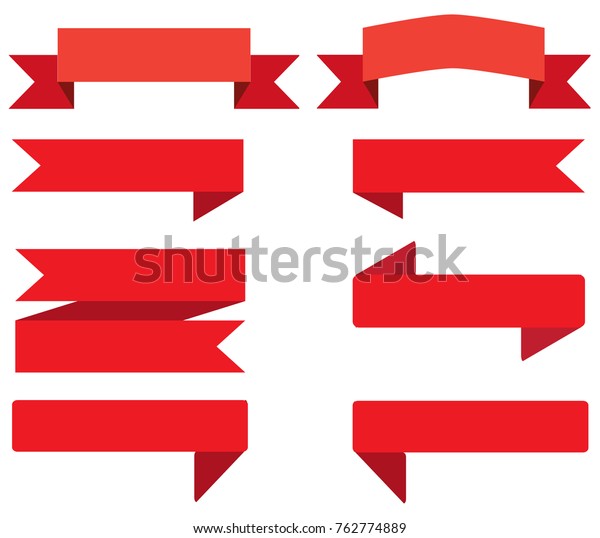 Set Ribbon Banner Red Ribbon Banner Stock Vector (Royalty Free ...