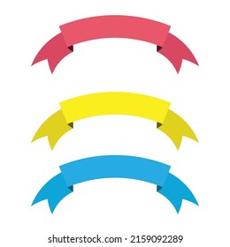 Set Of Ribbon Banner Red, Yellow, Blue Colour