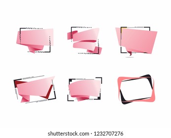 Set of ribbon banner in vector. Frame for text, design element.