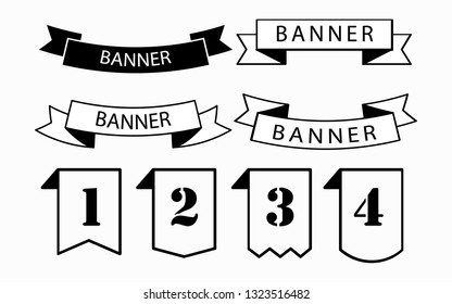 set of ribbon banner,aech banner,ribbon baner,outline style,on gray background