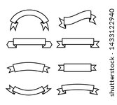 set of ribbon banner,ribbon banner vector,ribbon banner outline style,on white background