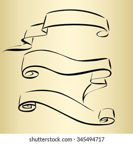 Set of ribbon banners