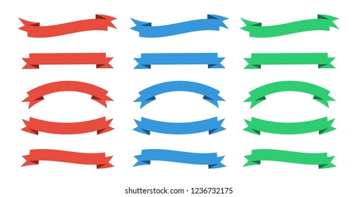 A set of ribbon banners. Ribbon banner. Vector ribbons are red, blue and green.