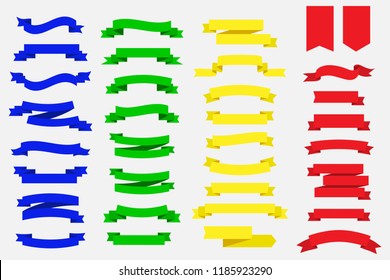 set of ribbon banners. blue green yellow and red ribbon banners