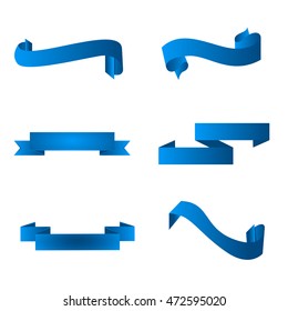 Set of ribbon banners. Collection of differnet blue ribbon labels. Ribbon labels set. Ribbon elements. Ribbon blank. Vector illustration, eps 10