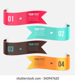 Conjunto de banners de cinta de opciones. Cinta ondulada. Plantilla informativa de banner