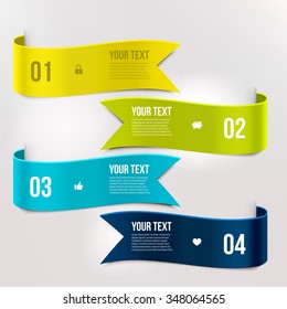 Set of ribbon banners. Wave ribbons. Banner infographic template