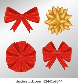 set ribbon bow to gift decoration