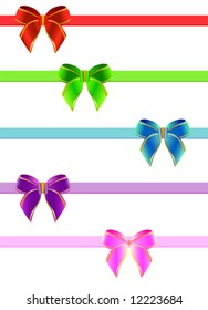 set of ribbon bow vector