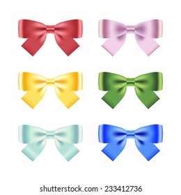 Set of ribbon bows isolated on white. Vector illustration