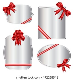 set of ribbon bows vector on white background