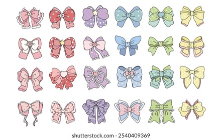 Set of Ribbon Coquette with pastel tone