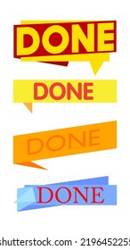 Set of ribbon with Done text. Banner template. Label sticker. Sign.