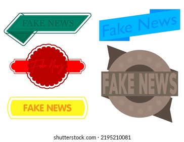 Set of ribbon with Fake News text. Banner template. Label sticker. Sign.