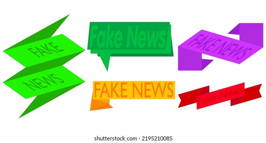 Set of ribbon with Fake News text. Banner template. Label sticker. Sign.
