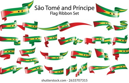 set of ribbon flags of São Tomé and Príncipe