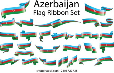set of ribbon flags of Azerbaijan 