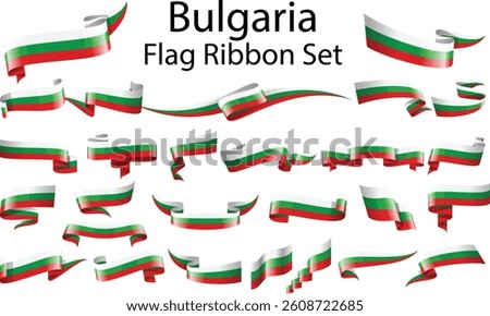 set of ribbon flags of Bulgaria 
