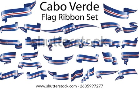 set of ribbon flags of Cabo Verde