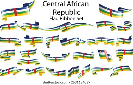 set of ribbon flags of Central African Republic