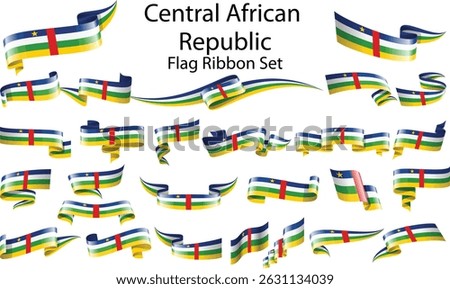 set of ribbon flags of Central African Republic