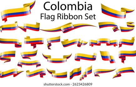 conjunto de bandeiras de fita da Colômbia