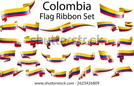 set of ribbon flags of Colombia