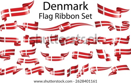 set of ribbon flags of Denmark