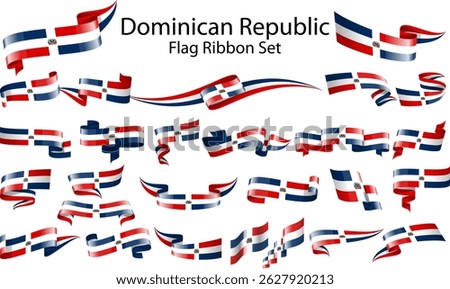 set of ribbon flags of Dominican Republic
