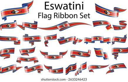 set of ribbon flags of Eswatini 