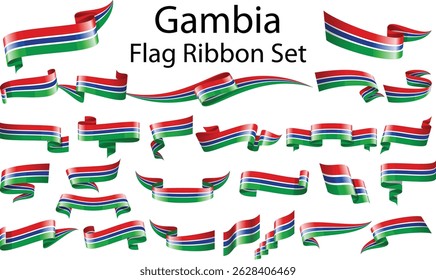 set of ribbon flags of The Gambia