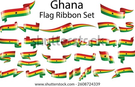 set of ribbon flags of Ghana 
