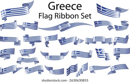 set of ribbon flags of Greece 