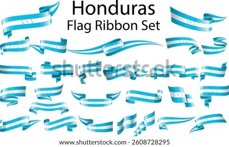 set of ribbon flags of Honduras 