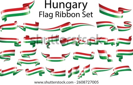 set of ribbon flags of Hungary 