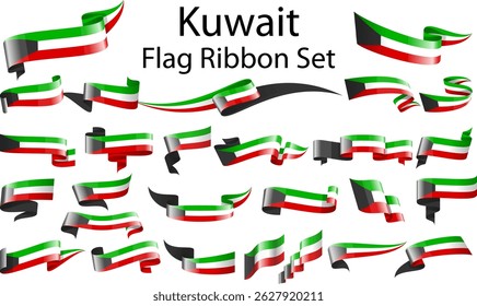 set of ribbon flags of Kuwait 