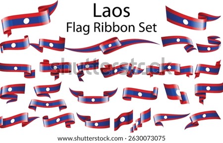 set of ribbon flags of Laos 