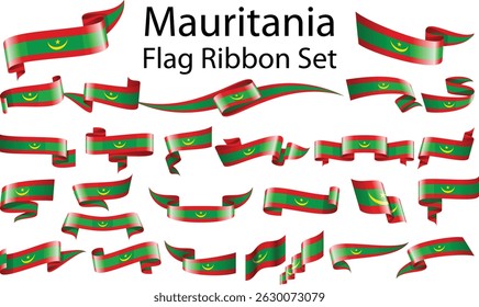 set of ribbon flags of Mauritania