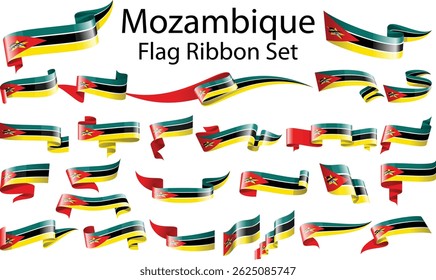 set of ribbon flags of Mozambique