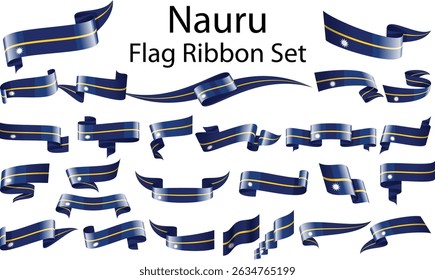 set of ribbon flags of Nauru