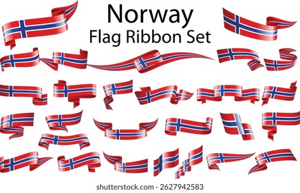 set of ribbon flags of Norway